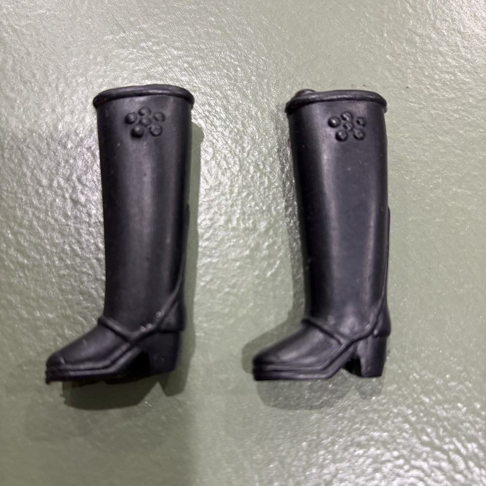 Vintage Barbie black tall  boots Hong Kong Flowers